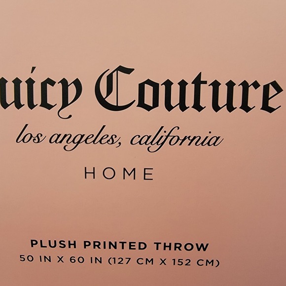 NEW Juicy Couture All Bows Black White Print Hot Pink Velvet Soft Throw Blanket - Picture 5 of 6